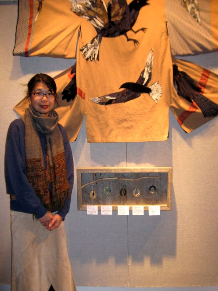 Hung at the entrance foyer of Orcas Center for the Wearable Art Show.