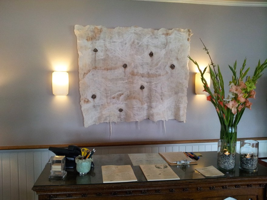 At the hostess table, New Leaf Restaurant, Orcas Island 